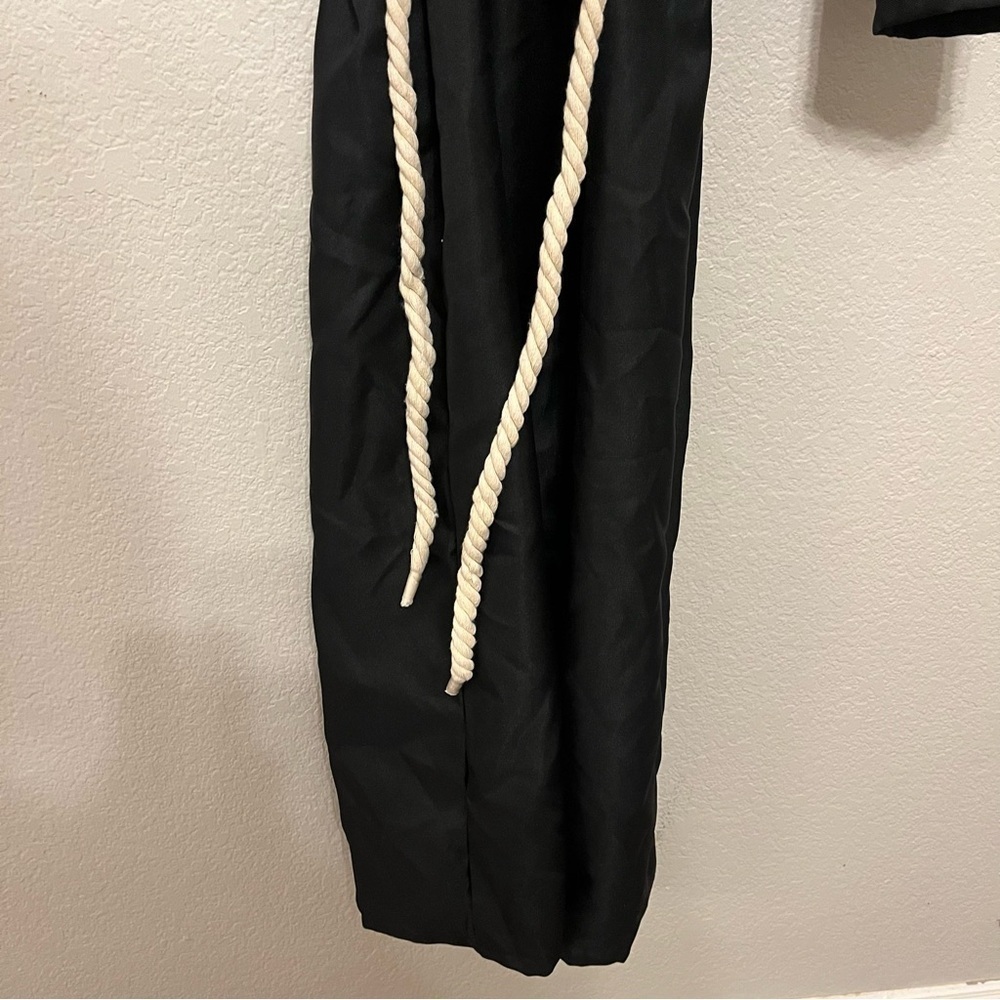 Friar Medieval Hooded Monk Priest Robe Tunic Black Clergy Robe with Cross Medium - Picture 11 of 13